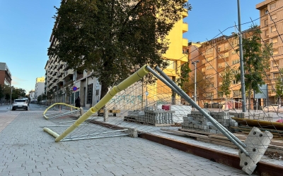 Una tanca d'obres caiguda a Sabadell | Pau Vituri