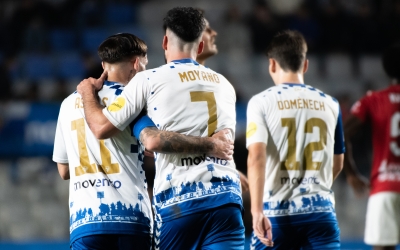 Astals, Moyano i Domènech, celebrant un gol | Roger Bonet