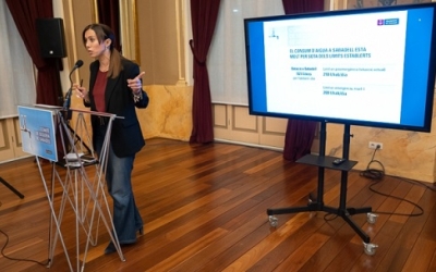 Marta Farrés explicant la situació de la sequera després de la reunió del Comitè Operatiu | Roger Benet