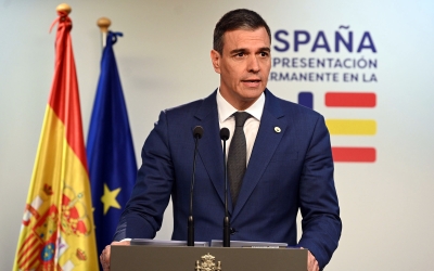 Pedro Sánchez en una compareixença davant dels mitjans | Premsa La Moncloa