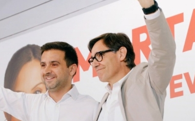 El diputat sabadellenc Pol Gibert i el candidat socialista Salvador Illa | PSC