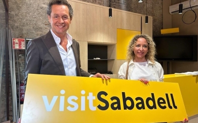 Lluís Matas i Kàtia Botta durant la visita d'obres d'aquest matí | Núria García