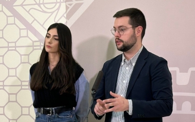Eloi Cortés i Sílvia Garcia, després de la Junta de Govern Local | Ajuntament de Sabadelll