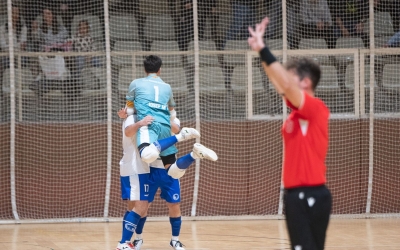 Celebració gol Natació Sabadell futbol sala