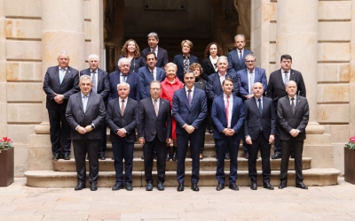 El president Sánchez amb els presidents de les cambres de comerç de Catalunya