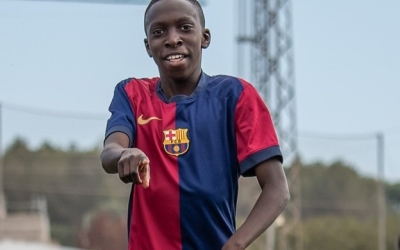 Diallo celebrant un gol la setmana passada amb la samarreta del Barça | @fodediallo_224