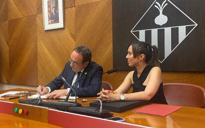 Josep Rull i Marta Farrés al ple del Parlament 