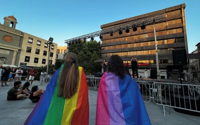 Dues activistes al final de la manifestació | Arxiu