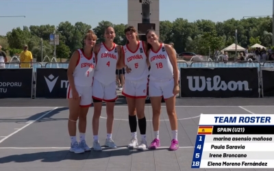 Asensio lluint el dorsal 1 de la selecció a Bratislava | FIBA