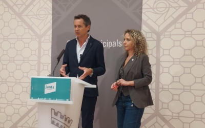 Lluís Matas i Katia Botta durant la roda de premsa d'aquest migdia 