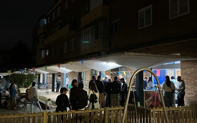 La porxada en qüestió de la plaça Cambó