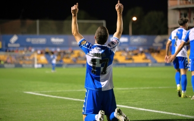 La celebració del primer gol de Coscia al Sabadell | Roger Benet