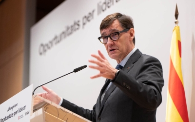 Salvador Illa durant l'acte a Fira Sabadell