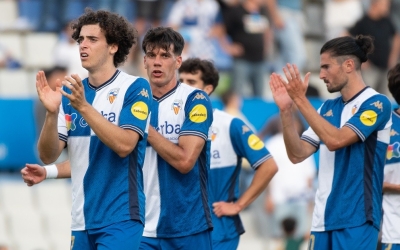 Morcillo i Urri, amb Ton Ripoll, després del Sabadell-UCAM de promoció | Roger Benet