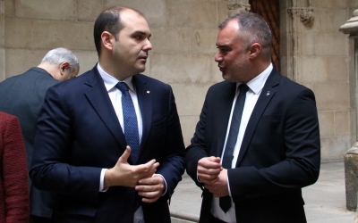 L'alcalde de Terrassa, Jordi Ballart (esquerra), i el conseller de Presidència, Albert Dalmau, en una imatge d'arxiu | Àlex Recolons (ACN)