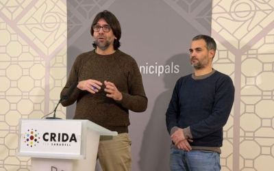 El regidor Guillem Fuster i el portaveu Oriol Rifer en roda de premsa | MS