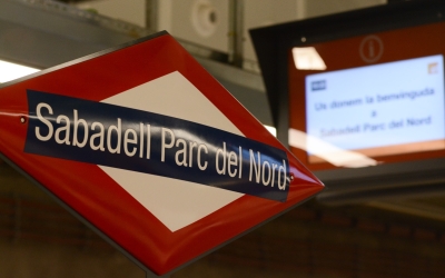 Cartell de l'estació Sabadell Parc del Nord