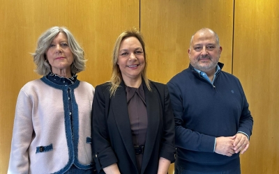 Belén Pajares, Cuca Santos i Agustín Parra aquest matí a Sabadell