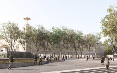 Palau Victòria Eugènia. Vista exterior de l'accés a l'ampliació del MNAC | Harquitectes i Christ & Gantenbein / MNAC