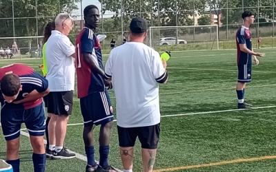 Entrada al camp de Lamine Sagna, l'autor del segon gol | Bruno Heredero