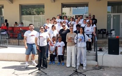 Els promotors de la Cursa Antiracista durant la presentació al Tallaret