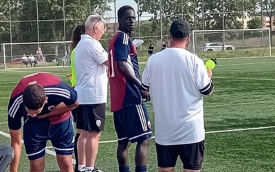 Entrada al camp de Lamine Sagna, l'autor del segon gol | Bruno Heredero