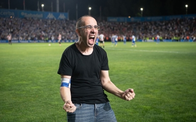 Un eufòric Rodríguez celebra un dels quatre gols contra el Zamora | Roger Benet