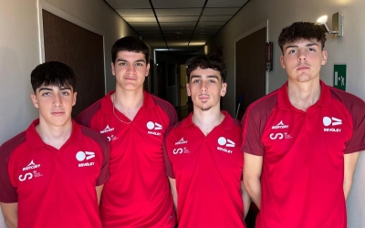 Els quatre internacionals del Club avui a l'hotel de la selecció | Cedida