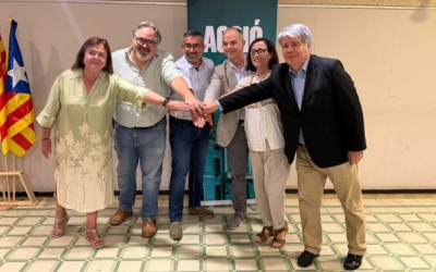 Membres de Junts per Sabadell, MESCat, Identitat Sabadellenca i Gent de Sabadell a la signatura de l'acord | Mireia Sans