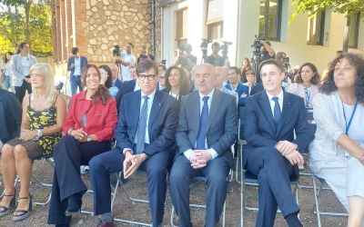 Marta Farrés i Salvador Illa en l'acte d'avui