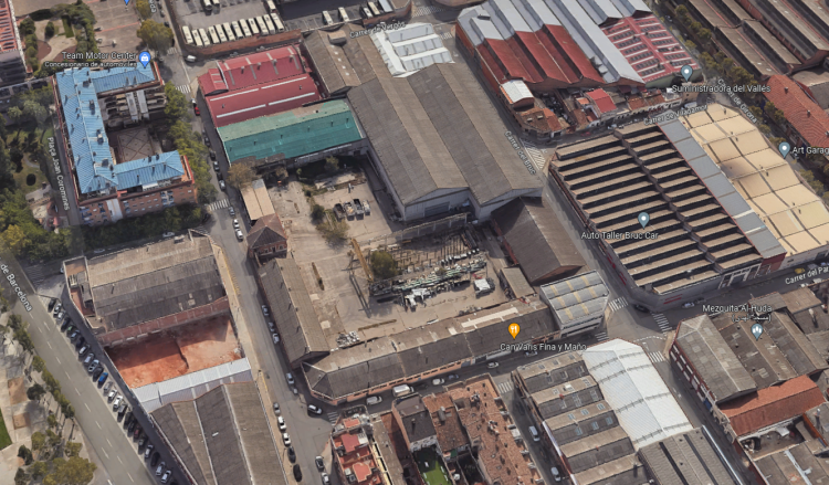 Imatge aèria de l'antiga fàbrica del gas | Google Maps