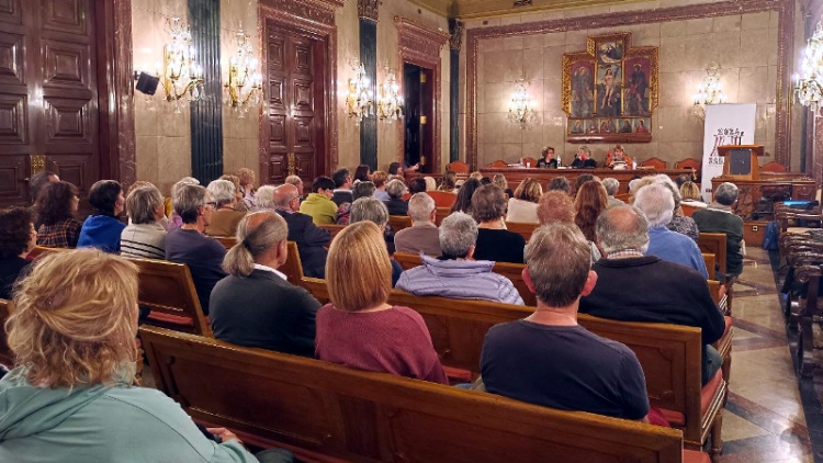 El saló del Gremi de Fabricants, durant l'homenatge