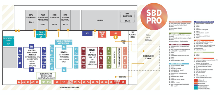 planol de les parades a Fira Sabadell de la fira treball i formació