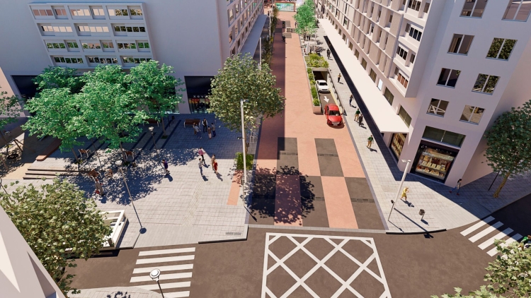 La sortida de l'aparcament pel Passeig