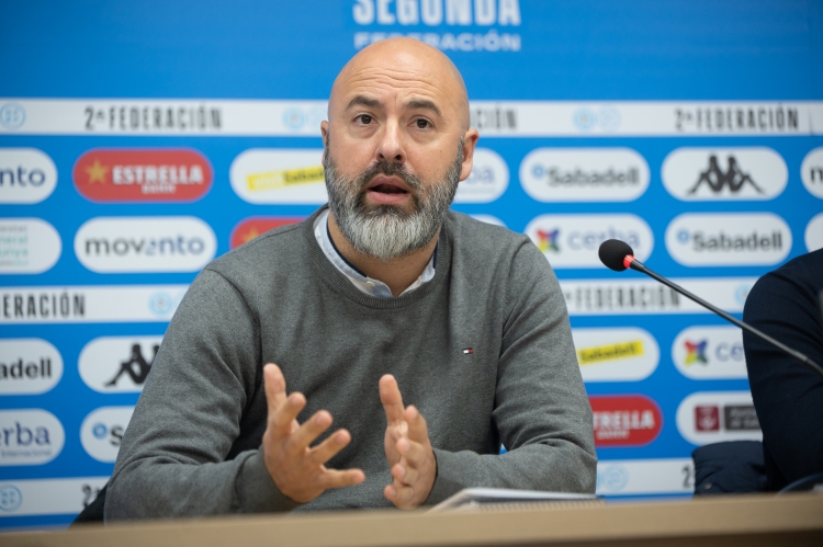 David Movilla, en la presentació com a nou entrenador del Sabadell | Roger Benet