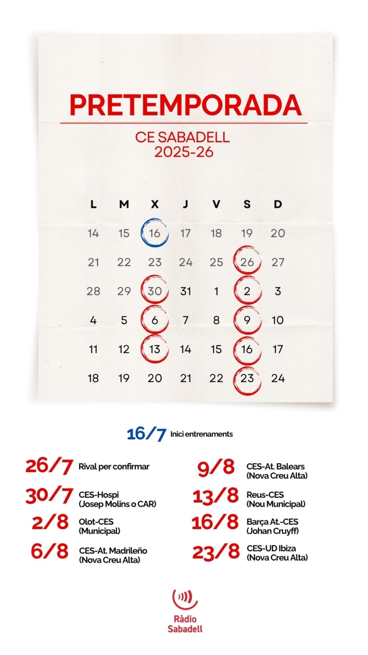 Calendari de la pretemporada 2025/26