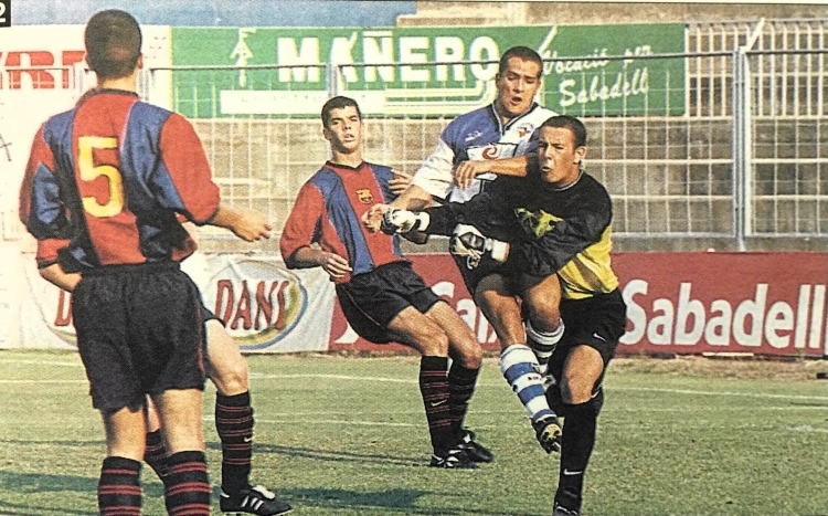 Pepe Reina en una acció d'aquell Sabadell-Barcelona 'B' | @trayectfutbol