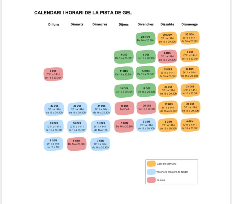 Els horaris de la pista de gel
