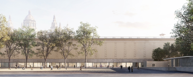 La façana lateral del Palau Victòria Eugènia, a la plaça de les Cascades | Harquitectes i Christ & Gantenbein /