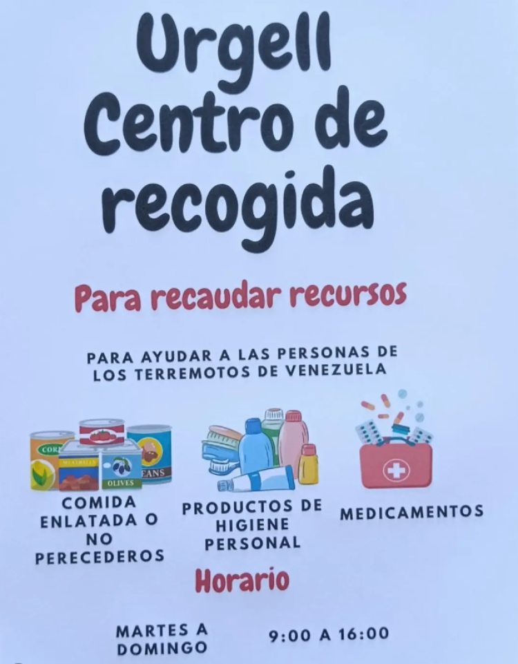 Cartell de recollida per Veneçuela | Instagram bar Urgell