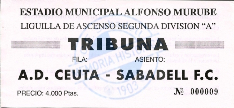Entrada del Ceuta-Sabadell de 2001 | CES Història
