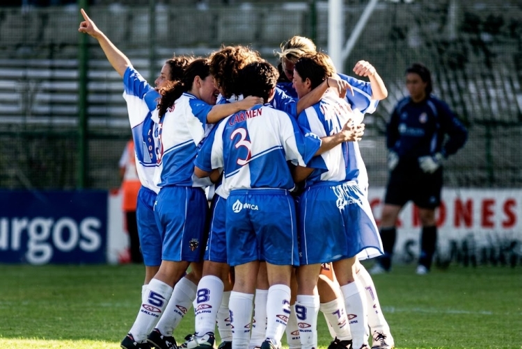 Imatge del gol del Sabadell femení al Plantío, acolorida amb IA | DS (CES Història)
