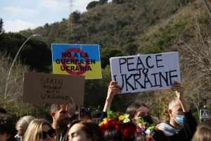 Manifestants ucraïnesos contra la invasió russa