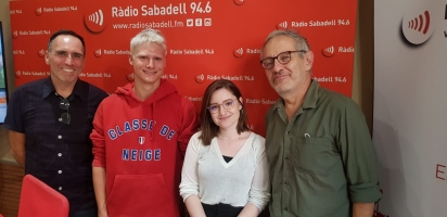 L’Agustí Hurtado (director) , l’Àlex Franco (alumne), la Corinne Garcia (ex alumna)i el Xavier Garriga (cap d’estudis)