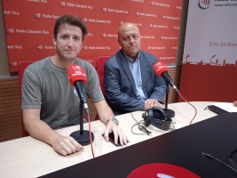 Pol Moragas i Pere Urpí a l'estudi 1 de ràdio Sabadell