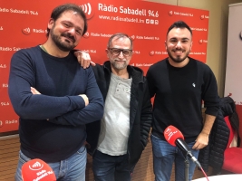  Enric Pineda, Mon Cardona i David Ruiz, de l' Associació Catalana d'Esperanto, a l'estudi 1 de Ràdio Sabadell. 