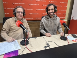 Sever Salvador, membre de l'entitat i de la Taula sabadellenca i en Carles Palau, impulsor dels Tallers per la Llengua 