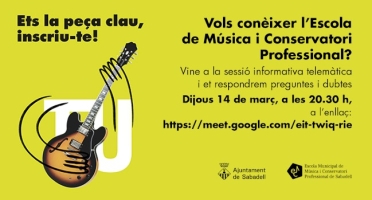 La publicitat de les preinscripcions del Conservatori i l'Escola de Música que acaben el 20 de març | Cedida